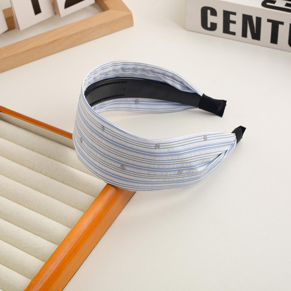 New Checkered Wide Fabric Headband Sweet Academic Vintage Hair Band Non-Slip Toothed Design Korean Retro Hair Accessories
