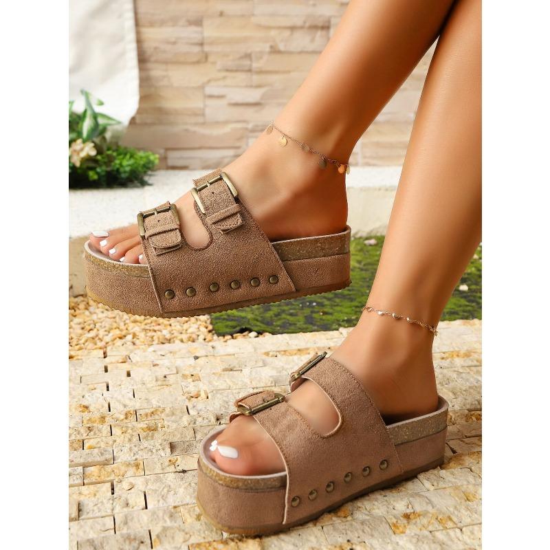 Women’s Platform Slip-On Birkenstyle Peep-Toe Beach Sandals