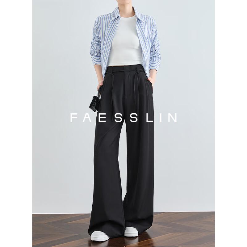 FAESSLIN Women's High-Waisted Drapey Wide-Leg Trousers