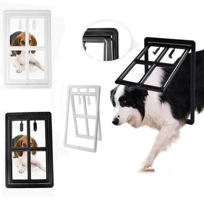 Porte-moustiquaire de porte verrouillable pour chien Porte-moustiquaire pour animaux de compagnie Chat Porte pour animaux en plastique pour fenêtre moustiquaire Clapet de sécurité Grille Clôture pour chien