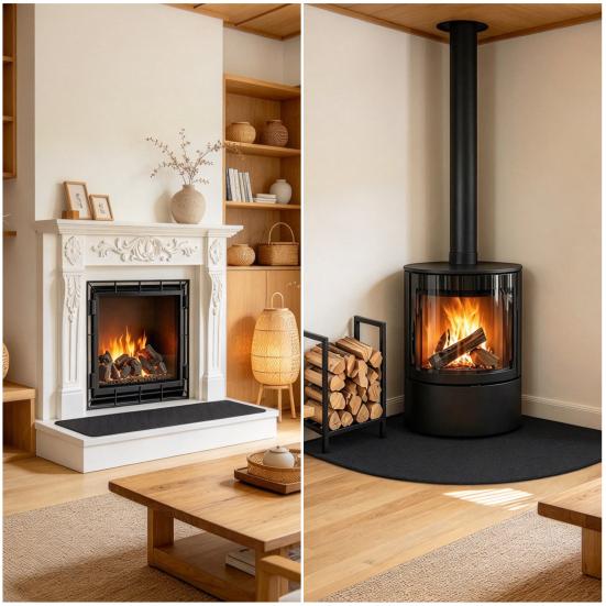 Hitzeschutzmatte für Ofen, feuerfest, Kaminmatte, dreilagiger flammhemmender Teppich, Holz, strapazierfähiger Hitzeschutz, Ofen, Kaminbodenmatte, Indoor, tragbar