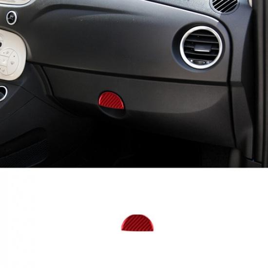 Bright Red Carbon Fiber Car Interior Glove Box Handle Sticker For Fiat 500 12-15
