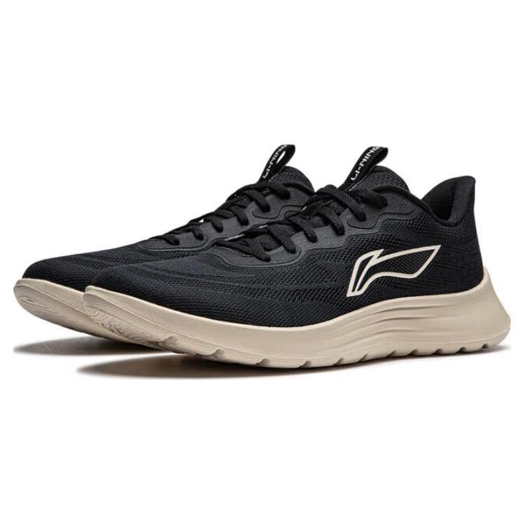 Li Ning Light Strings Cushioning Slip Resistant Abrasion Resistant Lightweight Low Top Running Shoes Men's Black ARSU021-1
