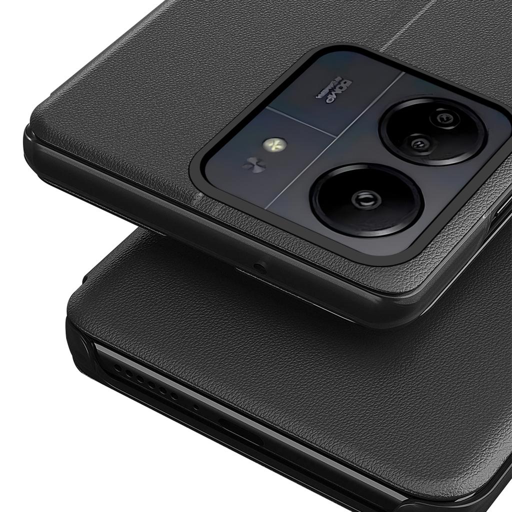 For Xiaomi Redmi 13C 4G/Poco C65 4G Leather Case View Window Stand Cover