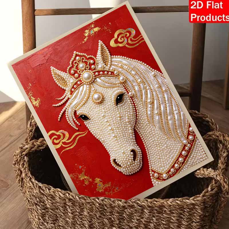 DIY Pearl Embroidery Diamond Painting Kit Majestic Horse Sparkling Beads Art Craft Handmade Decoration Gift for Home