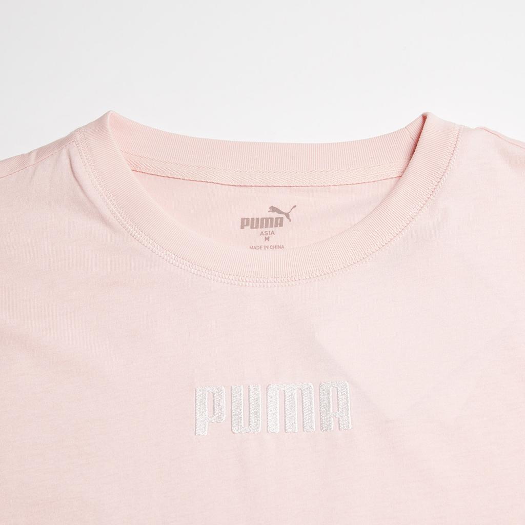 Puma Logo Print Round Neck Pullover Short Sleeve T-Shirt Unisex T-Shirts Lotus-Pink 847669-36