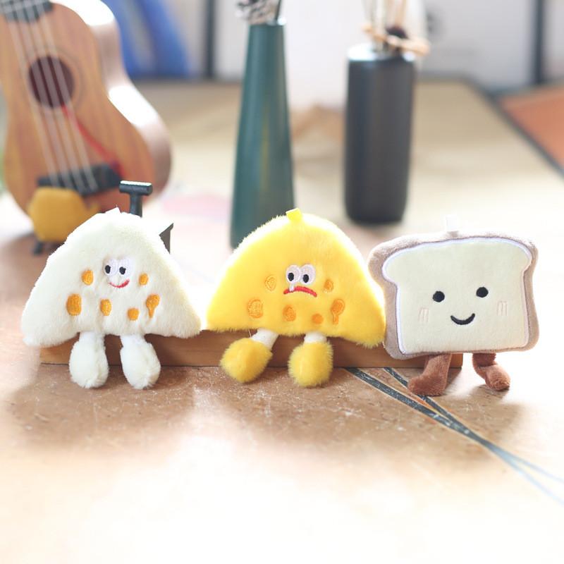 Plush Toast Bread Character Stuffed Doll Keychain For Bookbags And Collectors