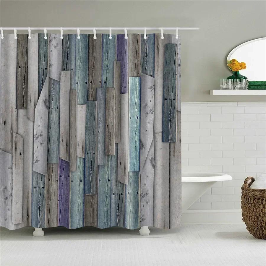 Plate-forme porte en bois style vintage, étagère murale, rideaux rideau chaud, tissu imperméable, polyester avec crochets, 3/4