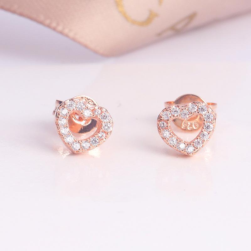 Jewelry Mixed Batch, High-Grade Aaa Zircon Rose Gold Stud Earrings, Love Earrings.