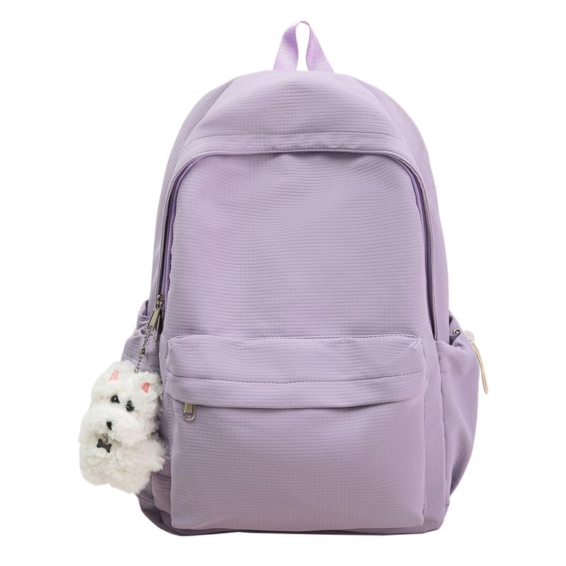 Solid Color Lightweight Nylon Junior Senior High School Schoolbag