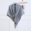 Solid Color Wool Blend Triangular Stole With Leather Clasp Warm Soft Scarf Wrap For Women Lady Winter Autumn Accessory