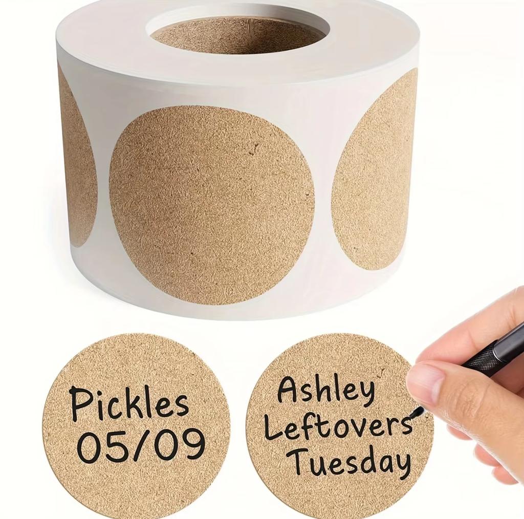 25mm Kraft Round Stickers Self-adhesive Label Paper Sticker Classification Name Personalized Labels Stickers