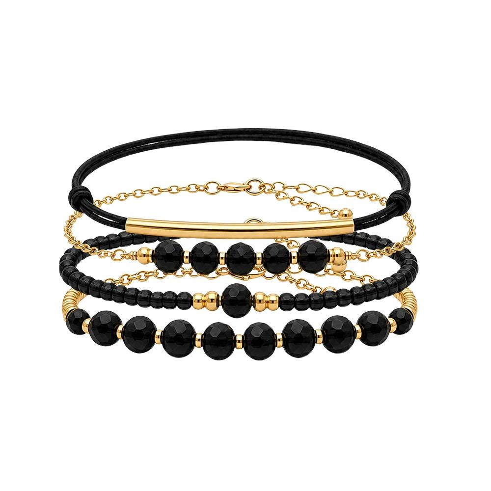 Boho Beaded Bracelet Multi Layer Beaded Link Chain Bohemian Wrist Chain  For Women D