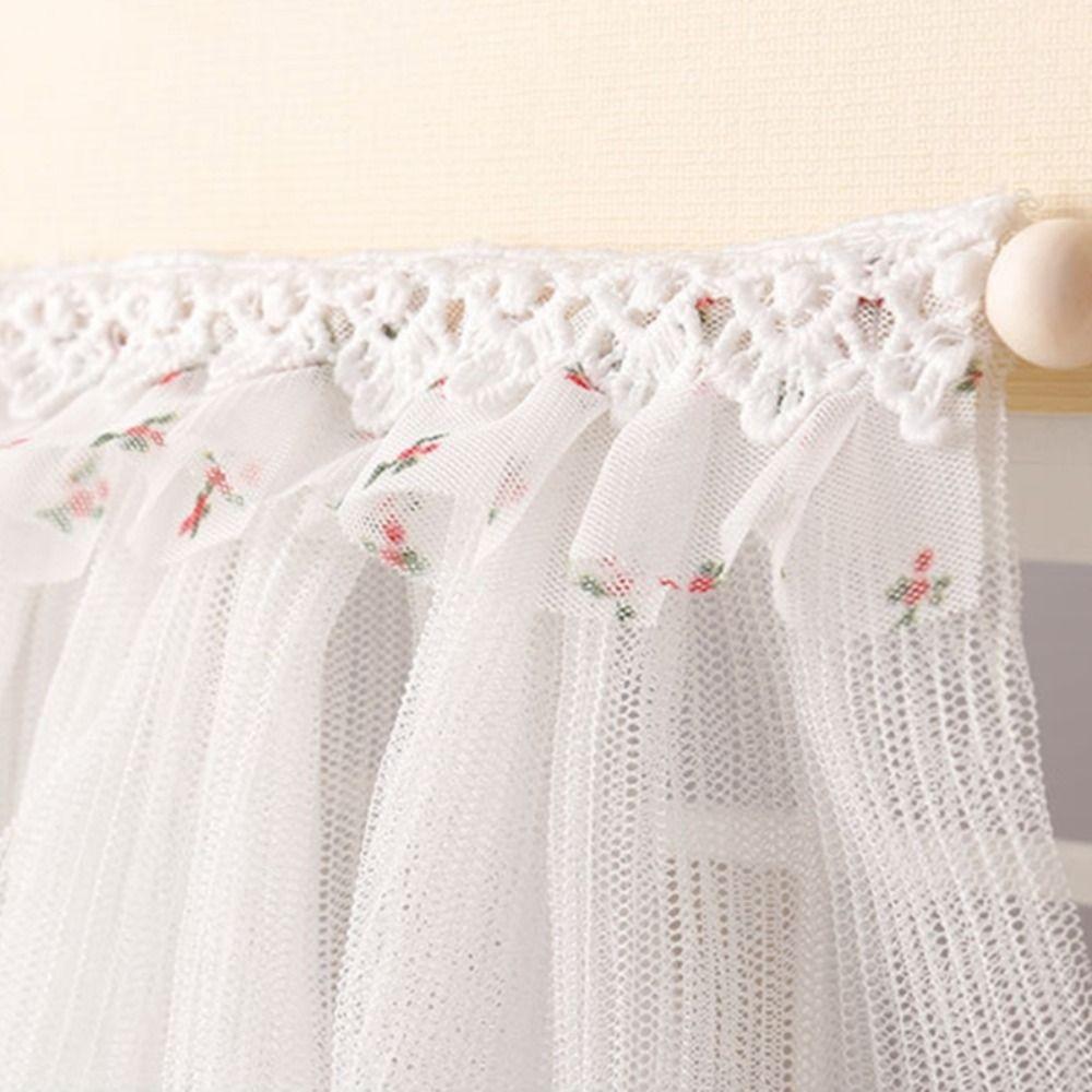 Bedroom Door Miniature Lace Curtain White Fabric Doll Curtain Model  Dollhouse Furniture