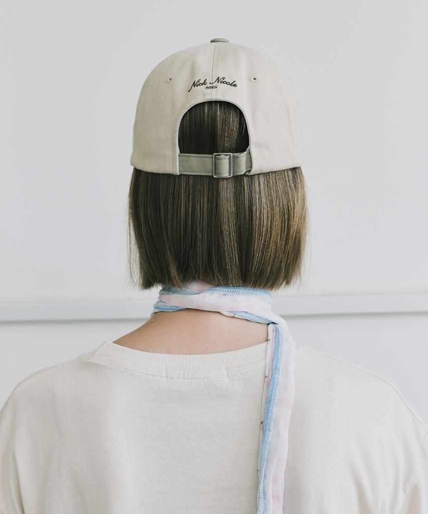 Nigaennikol Nicole Lettering Ball Cap_Beige Khaki