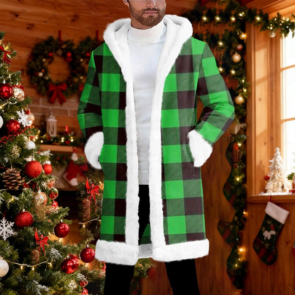 Herrkofta med huva, lång varm kappa