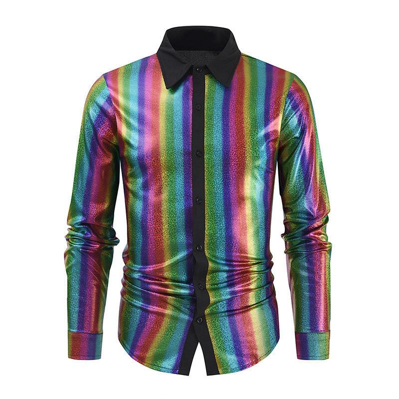 Formal Long Shiny Sleeve Shirt With Glitter Buttons For Anime And Cosplay Fans