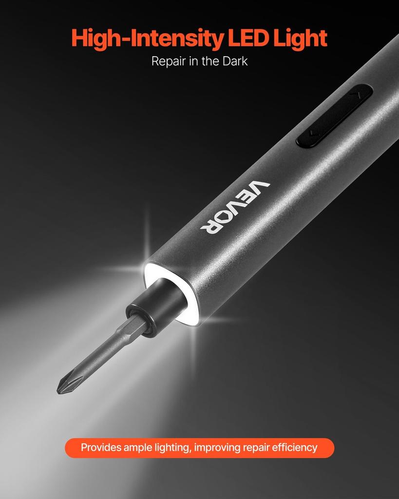 Electric Precision Screwdriver Set, 52 Magnetic Bits, Mini Electric Screwdriver with Magnetic Storage Box, S2 Steel Bits, LED Light, Type-C Charging,