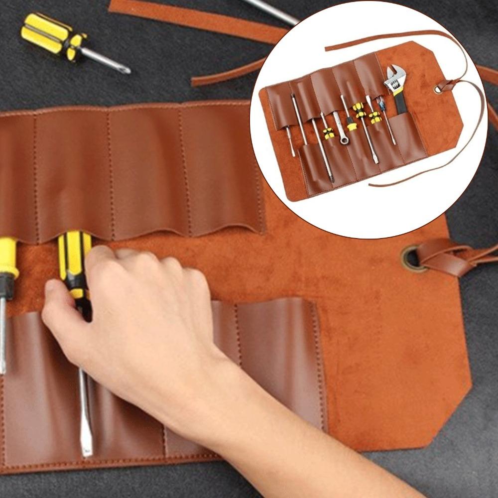 Pouch Tools Pouch Case Leather Folding Bag Tool Roll Up Bag Tool Storage Bag Carry Tool Organizer