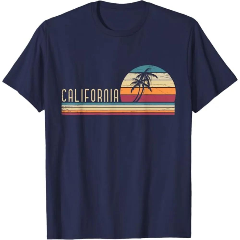 Cali Summer Vacation CA Palm Trees USA Retro California TShirt Men Women Summer Fashion Cotton Roundneck Shortsleeved Top