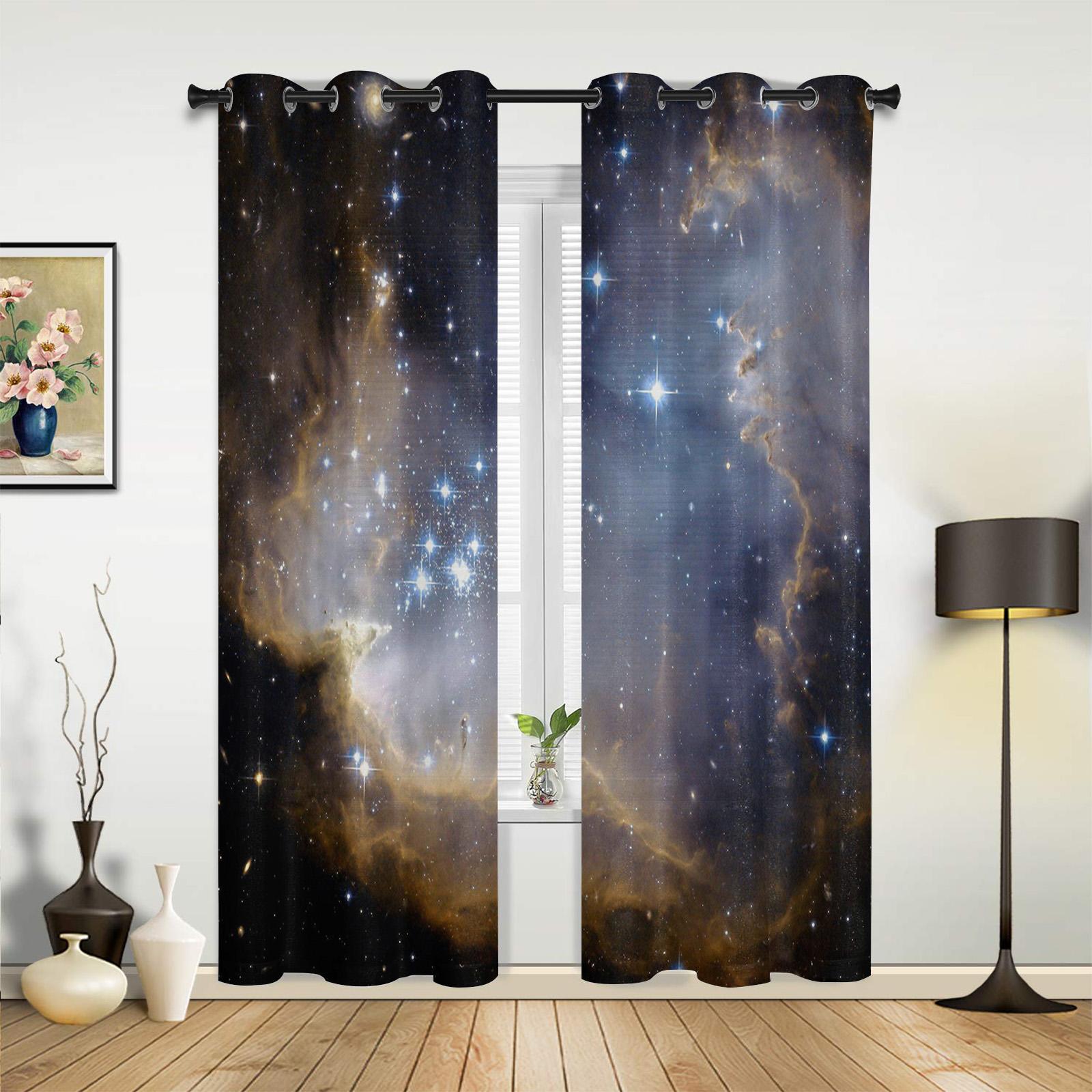 

Звездное небо Бегущий белый единорог Шторы Кухонный декор Предметы Оконные шторы для гостиной Спальни Шторная панель 135W x 60H(cm)