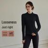 Women's Reflective Long Sleeve Yoga T-shirt - Night Run Fitness Top with Half-Zip Style for Autumn Running and Training