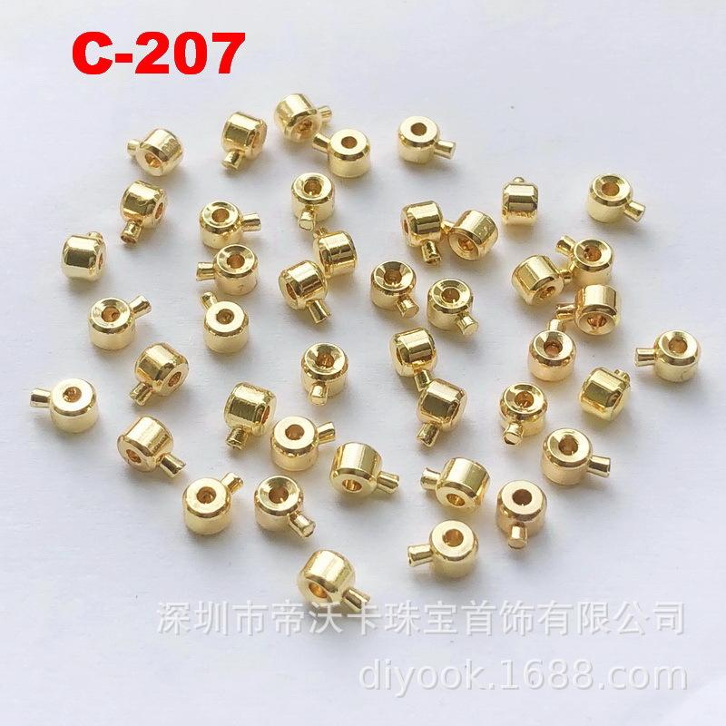 14K Goldplattierte Kupfer-Quetschperlen-Abdeckungen und Schnappverschlüsse für DIY-Schmuck