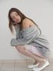 Asula Rough Eyelet Off Shoulder T (Melange Grey)