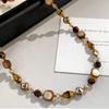 Maillard Caramel Tiger's Eye Stone Beaded Necklace Femininity Versatile Premium Sense Clavicle Chain Natural Stone Handmade
