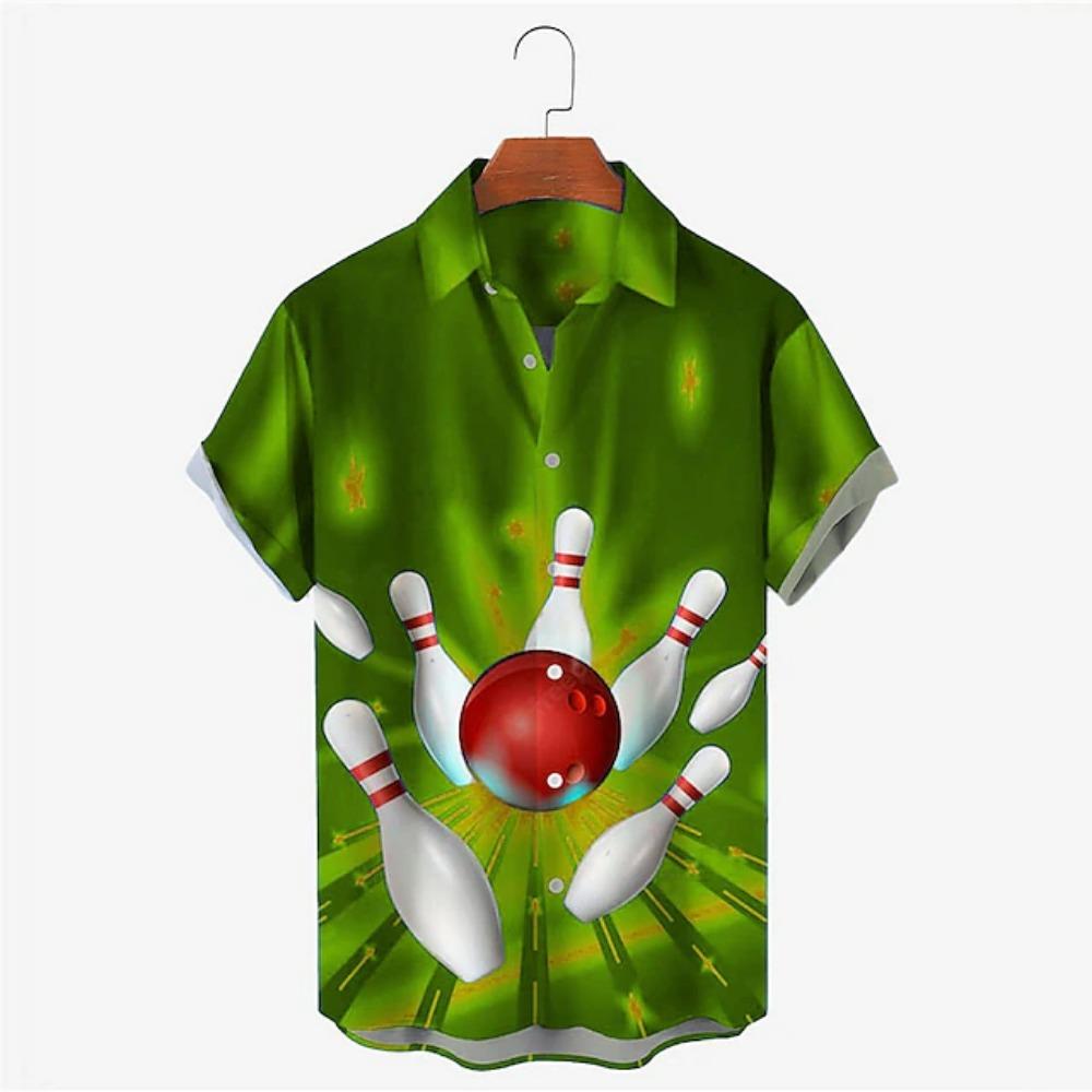 Pánska košeľa Bowling 3D potlač Pánske oblečenie Oversized Leto 2025 Nová Cestovanie Havaj Pláž Havajská Harajuku Krátky rukáv Košeľa