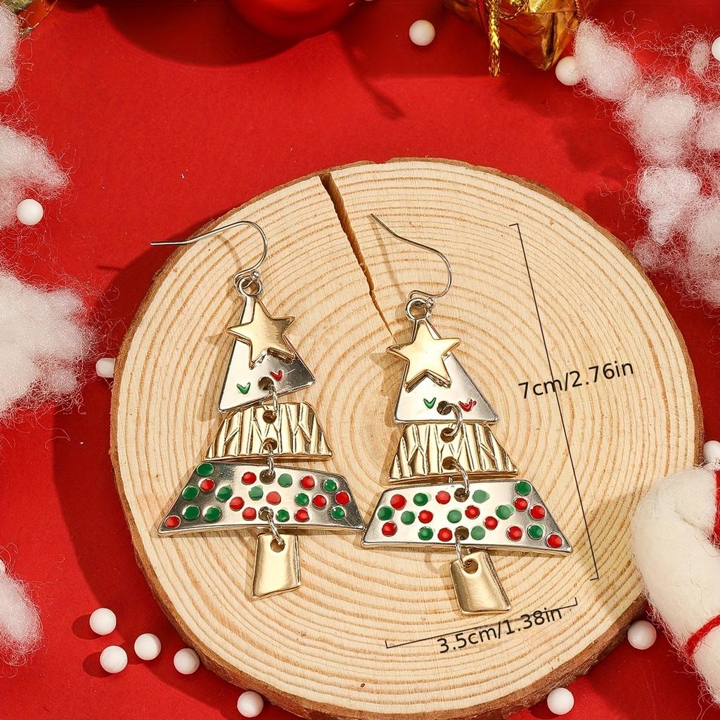 Women's Christmas Tree Holiday Earrings - Cute Long Fashionable Pendant for Celebratory Wear, Durable Material, Holiday Charming Gift