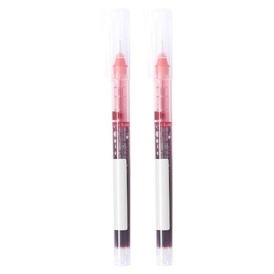 2 Stuks Rollerball Pen 0.5mm Fijne Punt Sneldrogende Rollerbal Vloeibare Inkt Pen voor Studenten Rood