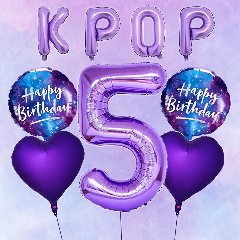 9pcs Cool Purple K-pop Themed Party Balloon Set 32-inch Number 0-9 Balloons Music Themed Party Decoration Photography Props