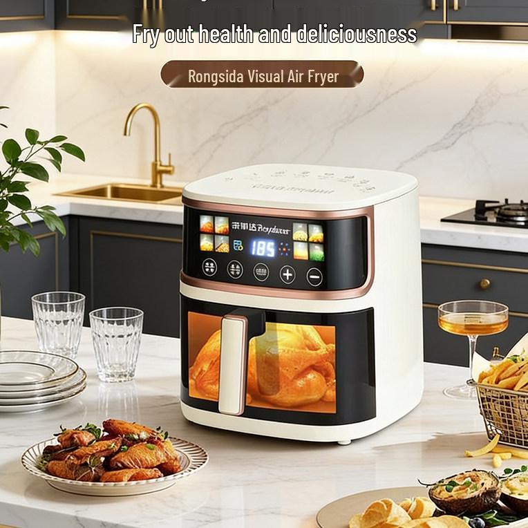 Rongshengda Smart Multifunctional Air Fryer Oven - Large Capacity, Fully Automatic, Electric Visual Fryer for Home Use