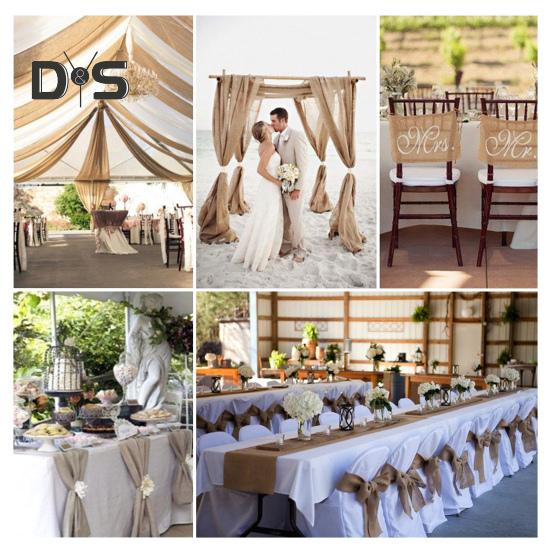 Party Tischläufer Jute Stoff Boho Stil Fleckabweisend Wohnkultur DIY Handwerk Wiederverwendbar Tischschutz Dekoration Prom Bankett Tischläufer für