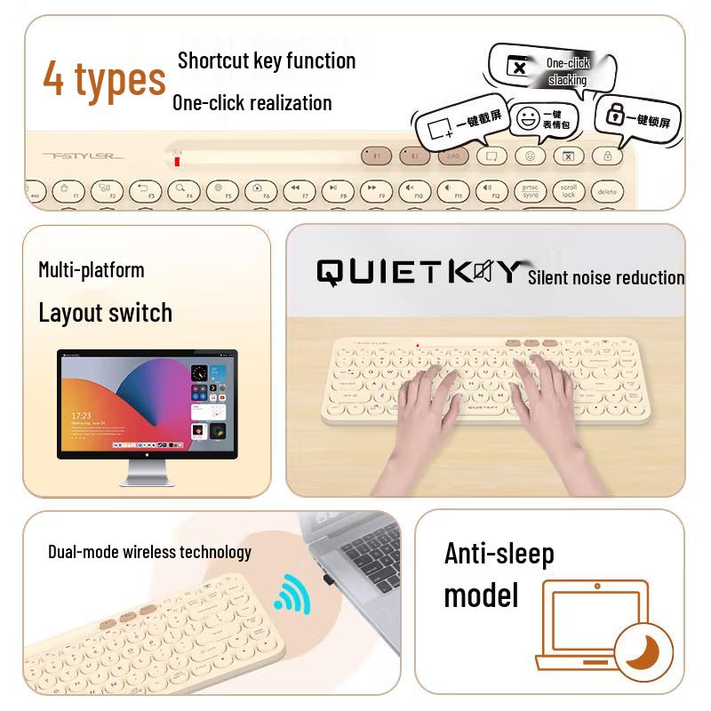 A4Tech FBK36C Rechargeable Silent Multi-Mode Wireless Keyboard