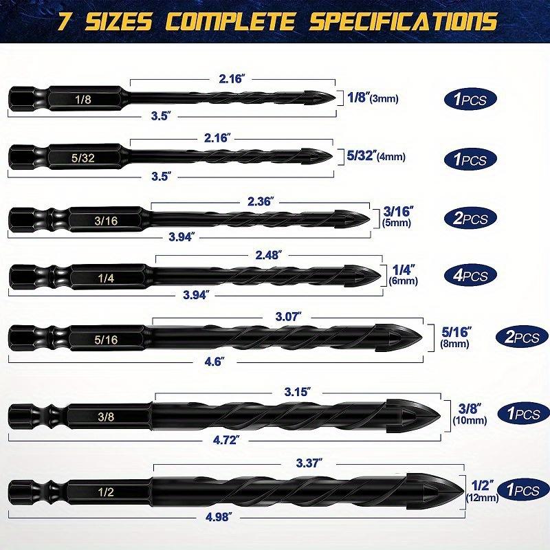 12pcs Professional Cobalt Drill Bit Set (1/8"-1/2") for Tile, Glass, Metal, Brick, Concrete, Wood. for Pros & DIY
