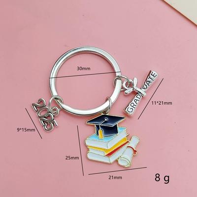 1/5pcs Metal Bachelor's Hat Pendant Book Hat Keychain Decoration Congratulations Graduation Gift