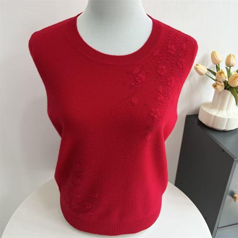 Pulover de lână pentru femei plus size, croială largă, broderie cu strasuri, tricotat, pulover, culoare uni, top tricotat moale