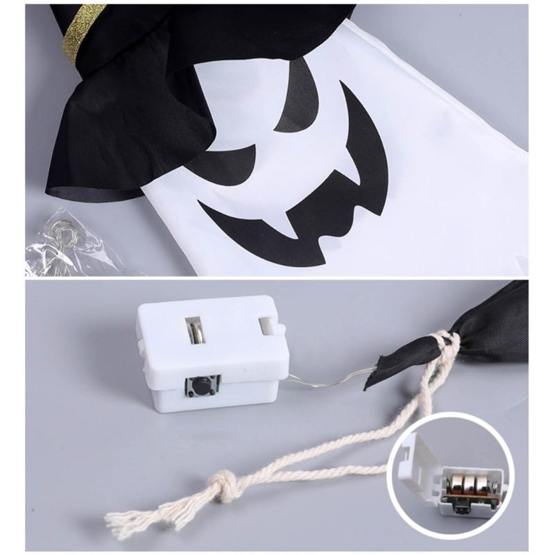 Halloween Decoration Flashing Light LED Skull Festival Dress Up Glowing Wizard Hat Lamps Hanging Decoration Kid Gift