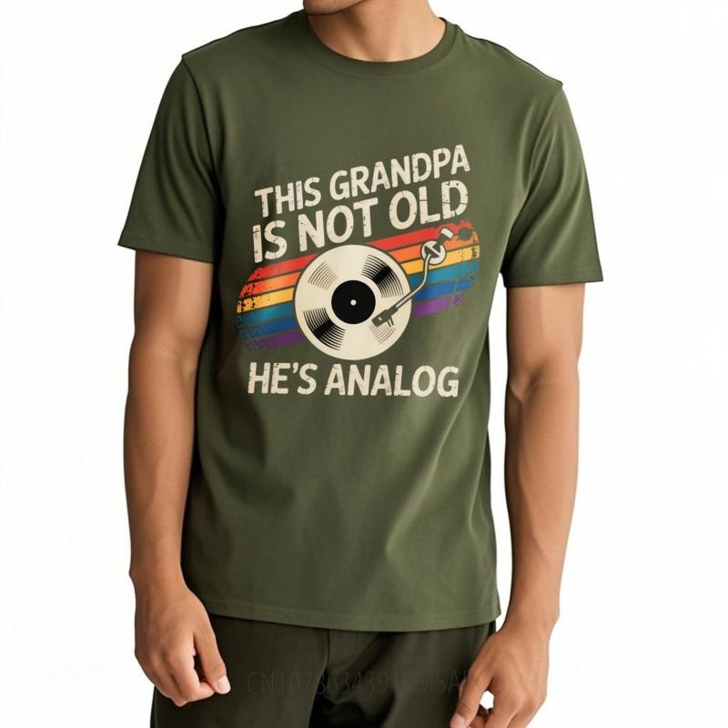 

Top tees Plus Size Tshirt Soft For him Round Neck tshirt Daily Wear This Grandpa Is Not Old Hes Analog Minimalist For her tops 4XL