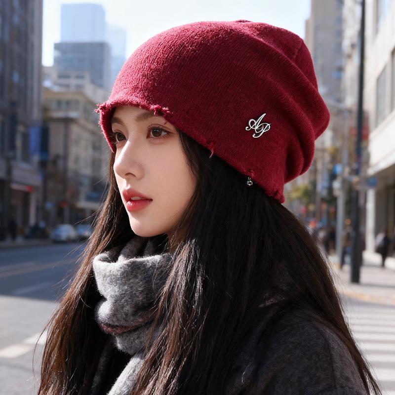 

Torn Woolen Hat for Women In Autumn and Winter Warm Ear Protection Pile Hat Fashionable Windproof and Versatile Confinement Hat for Men M（56-58cm）