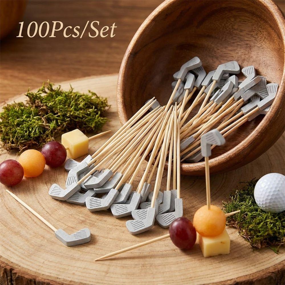 100Pcs/Set Golf Club Head Design Disposable Golf Cocktail Picks Fruit Skewers  Golf Theme Party