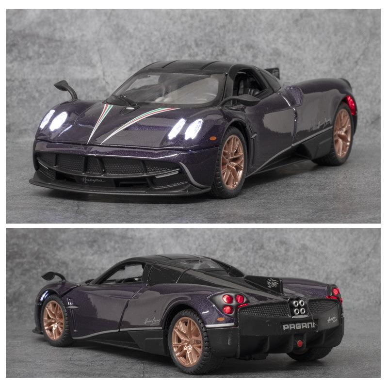 Pagani Huayra Dinastia 1:32 Zinklegierungs-Automodell, Ton und Licht, zurückziehbares Spielzeugfahrzeug, Kindergeschenke, Druckguss-Maßstabsmodell