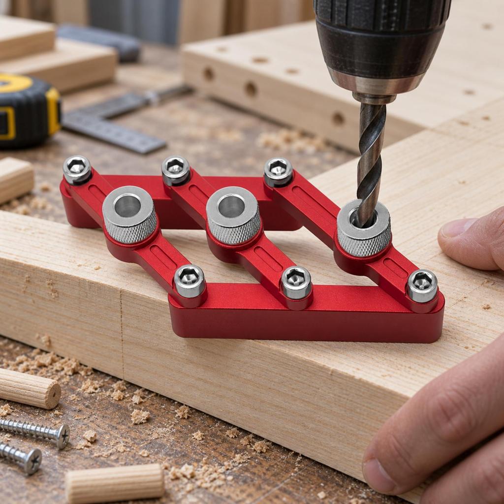 Woodworking Dowel-Jig with Bushings Rigid Wood Joint Tool Accurate