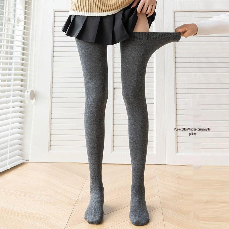 Plus-Size Fleece-Lined Non-Slip Thigh-High Socks for Women - Extra Thick, Over-the-Knee, Ideal for Autumn/Winter