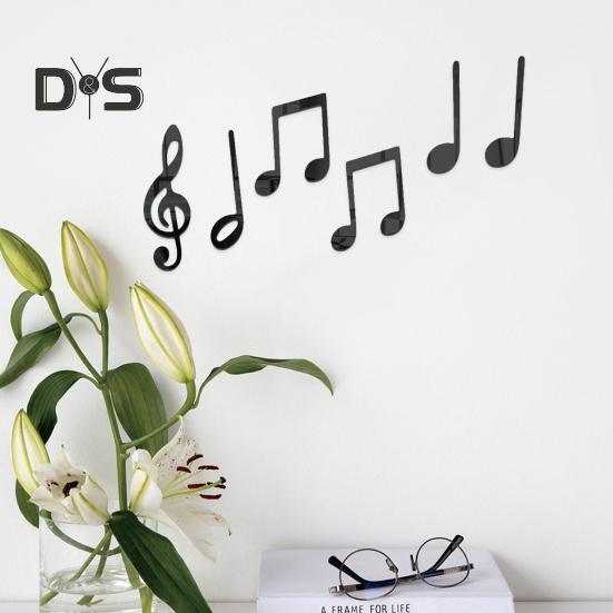 Autocollant mural créatif en trois dimensions, 6 pièces, phonogramme à la mode, décorations murales pour salle de classe de musique