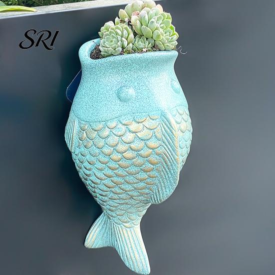 Ivy Wall Planter Fish Shape Mounted Hanging Flower Pot Indoor Outdoor Decorative for Balcony Patio Garden
