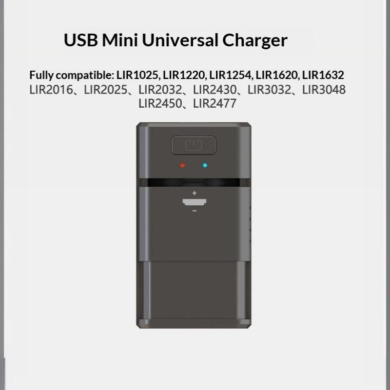 Tragbares USB-Knopfzellen-Batterieladegerät Mini-Universal-Ladegerät für Cr2032 Cr2025 Cr2016 Knopfzellen