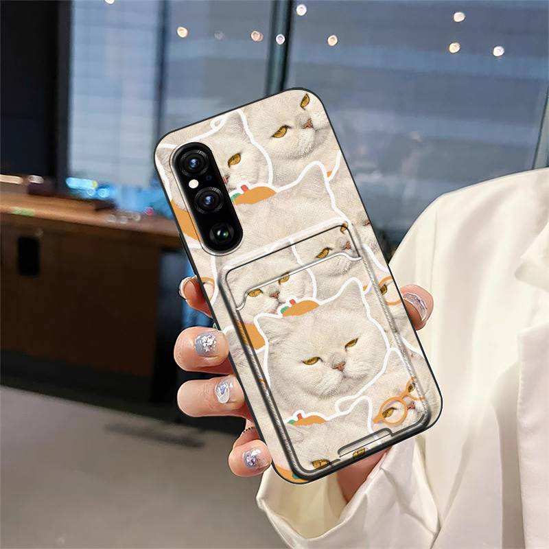 Card slot Shockproof Phone Case For Sony Xperia1 V 2023 Back Cover Card sleeve Fashion Design Soft case Dirt-resistant